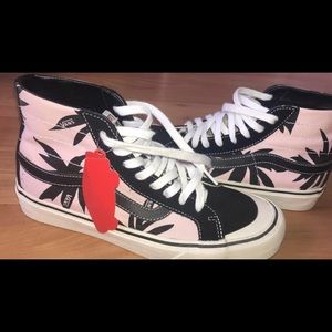 Brand new pink and black high top vans